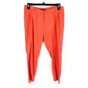 Etam Womens Linen Blend Pleated Trouser Pants Size 42 or US 10 Coral Pink